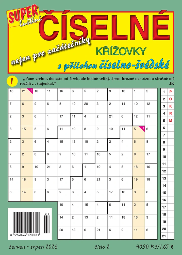 Číselné křižovky s přílohou č. 1-2 TP 2027