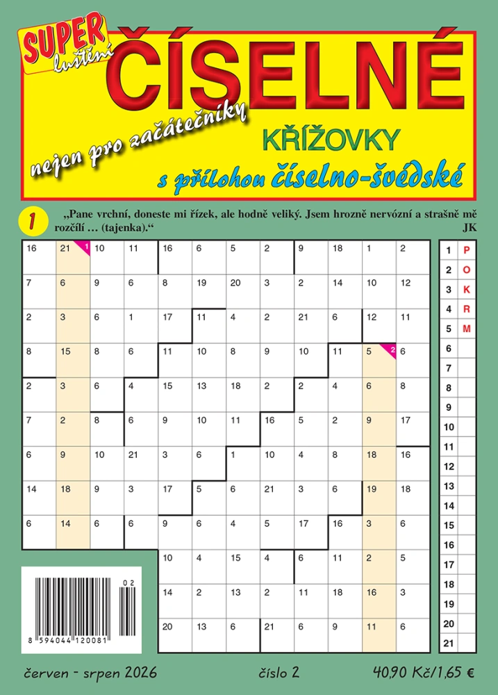 Číselné křižovky s přílohou č. 1 - 2 EP 2027